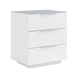 Furniture in Fashion Fresh Tall Bedside Cabinet In White Glass Top And High Gloss - thumbnail 3