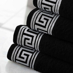Gc Gaveno Cavailia 2 Piece Greek Emb Bath Sheet 80X140 Black Egyptian Cotton Quick Dry Large Bath Towel - thumbnail 2