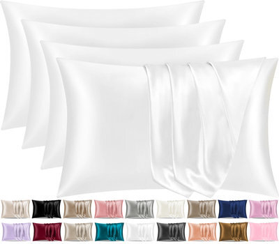 Lazzaro 4 Pack Satin Silk Pillowcases For Hair & Skin Soft Smooth With Envelope Closure - image 1