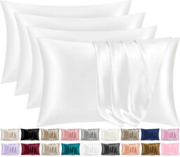 Lazzaro 4 Pack Satin Silk Pillowcases For Hair & Skin Soft Smooth With Envelope Closure