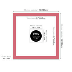 "6X6"" Pink Picture Frame - 6X6"" Square Frame With 2X2"" Mount For 6X6""/2X2"" Pictures Luxurious Style Gallery Wall, 1 Pack" - thumbnail 2