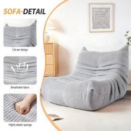Large Bean Bag Chair Reading Fireside Sofa Lazy Floor Sofa Couch For Living Hece Grey - thumbnail 5