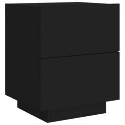 Berkfield Bedside Cabinets With Led Lights 2 Pcs Black Engineered Wood - thumbnail 6