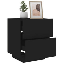 Berkfield Bedside Cabinets With Led Lights 2 Pcs Black Engineered Wood - thumbnail 4