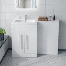 Nes Home Aric 1100mm White Gloss Vanity Unit Left Hand Basin Sink Furniture Cabinet - thumbnail 2