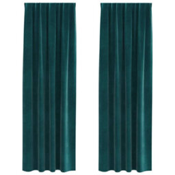 Berkfield Elegant Blackout Curtains With Top Tape 2 Pcs Dark Green Velvet