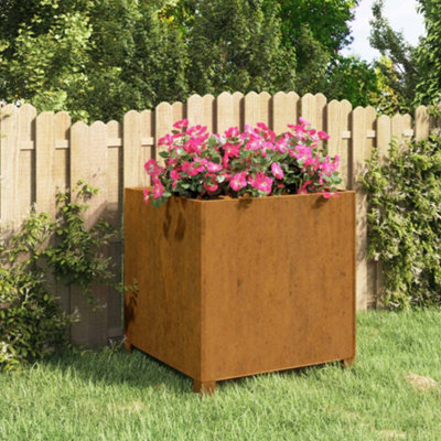 Berkfield Planter With Legs Rusty 49X47X50 Cm Corten Steel - image 1