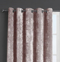 "Kampala Hill Crushed Velvet Light Filtering Curtains Blush Pink 90X90""" - thumbnail 2