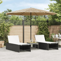 Walplus Garden Parasol With Steel Pole Brown 324X324X247 Cm