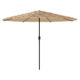 Walplus Garden Parasol With Steel Pole Brown 324X324X247 Cm - thumbnail 5
