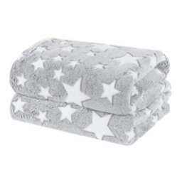 Wicked Gizmos Glow In The Dark Blanket Grey Soft Plush Fleece Throw With Luminous Star Print Cozy Lightweight And Machine Washable