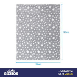 Wicked Gizmos Glow In The Dark Blanket Grey Soft Plush Fleece Throw With Luminous Star Print Cozy Lightweight And Machine Washable - thumbnail 5
