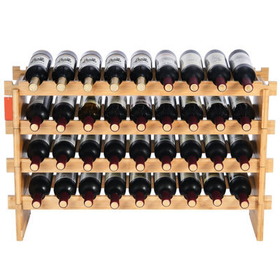 Vevor 36 Bottle Stackable Modular Wine Rack, 4-Tier Solid Bamboo Wood Storage Racks, Floor Freestanding Wines Holder - image 1
