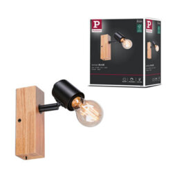 Paulmann 66770 Spotlight Arvid 1-Lamp Max. 1X20W Ceiling Luminaire Black/wood Spot Metal E27 - thumbnail 1