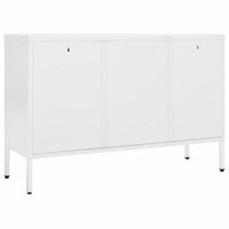 Berkfield Sideboard White 105X35X70 Cm Steel And Tempered Glass - thumbnail 5
