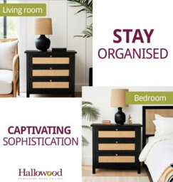 Hallowood Furniture Newquay Black Chest With 3 Drawer And Real Rattan Front - thumbnail 6