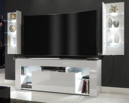 Furneo High Gloss & Matt White Living Room Set Tv Stand Display Cabinets White Led Lights Clifpuz 09 - thumbnail 1