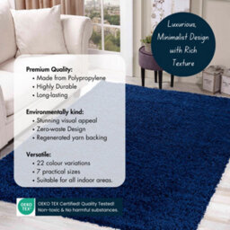 Desire Rugs Plain Living Room Shaggy Area Rugs Navy Runner 60X220 Cm - thumbnail 3