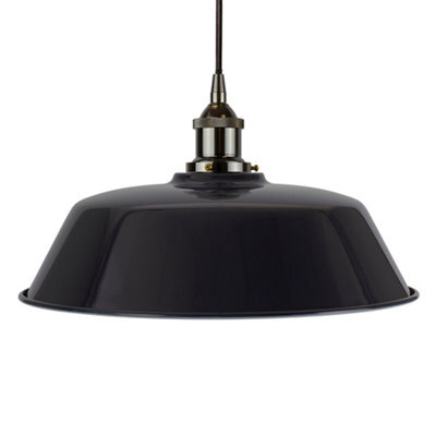 Navy Blue Chancery Painted Dome Pendant Light With Black Nickel Lamp Holder And Black Round Cable - Se Home - image 1