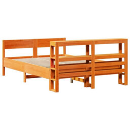 Berkfield Bed Frame Without Mattress Wax Brown 140X200 Cm Solid Wood Pine - thumbnail 6