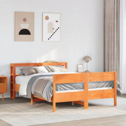 Berkfield Bed Frame Without Mattress Wax Brown 140X200 Cm Solid Wood Pine - thumbnail 1