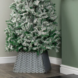 47Cm X 46Cm Samuel Alexander Foldable Faux Rattan Christmas Tree Skirt In Grey - thumbnail 2