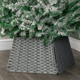 47Cm X 46Cm Samuel Alexander Foldable Faux Rattan Christmas Tree Skirt In Grey - thumbnail 4