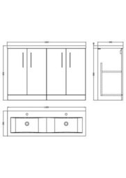 Nuie 1200 Fs 4-Door Vanity & Double Basin - thumbnail 2