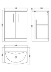 Nuie 1200 Fs 4-Door Vanity & Double Basin - thumbnail 4
