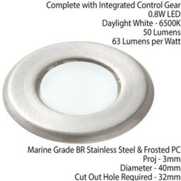 Ip67 Outdoor Led Ground Light 0.8W Daylight White Steel Flush Decking Floor Lamp - thumbnail 2