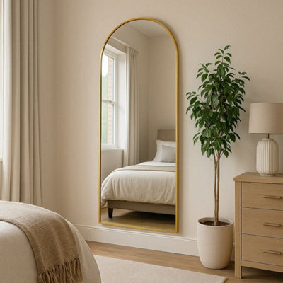 Jōbū Jobu Home - Akiko, Full Length Leaner Gold Metal Arched Mirror - 160Cm X 60Cm - image 1