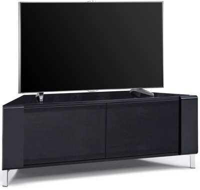"Mda Designs Corvus Corner-Friendly Black Cabinet With Beamthru Glass Doors For Flat Screen Tvs Up To 50""" - image 1