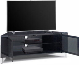 "Mda Designs Corvus Corner-Friendly Black Cabinet With Beamthru Glass Doors For Flat Screen Tvs Up To 50""" - thumbnail 4