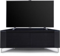 "Mda Designs Corvus Corner-Friendly Black Cabinet With Beamthru Glass Doors For Flat Screen Tvs Up To 50""" - thumbnail 3