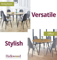 Hallowood Furniture Cullompton Large Round Dining Table Light Oak Effect Top (120Cm) With 6 Chairs - thumbnail 6