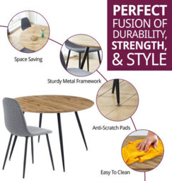 Hallowood Furniture Cullompton Large Round Dining Table Light Oak Effect Top (120Cm) With 6 Chairs - thumbnail 2