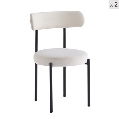 Nordlys Set Of 2 Metal And Beige Velvet Dining Chairs Modern Design Style Dining Room - image 1
