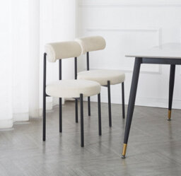 Nordlys Set Of 2 Metal And Beige Velvet Dining Chairs Modern Design Style Dining Room - thumbnail 4