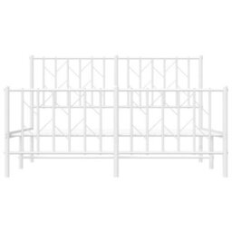 Berkfield Metal Bed Frame Without Mattress With Footboard White 135X190Cm - thumbnail 5