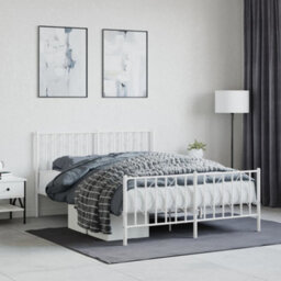 Berkfield Metal Bed Frame Without Mattress With Footboard White 135X190Cm - thumbnail 1