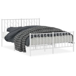 Berkfield Metal Bed Frame Without Mattress With Footboard White 135X190Cm - thumbnail 2