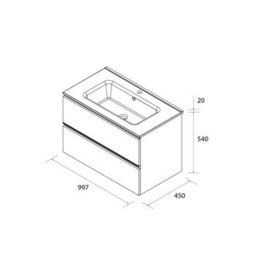 Cygnus bath Bequia Metal Vanity Unit 100Cm Walnut Basin Ceramic - thumbnail 5