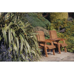 Churnet Valley Garden Furniture Ltd Valley Love Seat Square - Timber - L73 X W170 X H95 Cm - Flat Pack - Partially Assembled - Set Of Waterproof Cushions Included - thumbnail 3