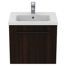 Ideal Standard I.life S Matt Coffee Brown Oak Effect Wall-Mounted Vanity Unit & Basin Set With 1 Black Handle (W)500mm (H)440mm