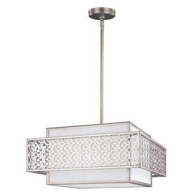 Luminosa Lighting Elstead Kenney 3 Light Ceiling Pendant Bar Silver, E27 - image 1