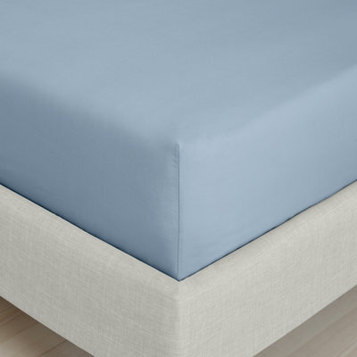 Bianca Fine Linens Bedroom 200 Thread Count Cotton Percale Fitted Sheet 32Cm Depth Blue - image 1