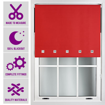 Furnished Made To Measure Blackout Roller Blinds With Square Eyelets - Red Roller Blind (W)180Cm (L)210Cm - image 1