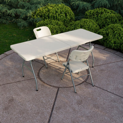 Lassic Home Vida Folding 3 Piece Set - 6Ft Heavy Duty Portable Folding Table & Chairs - Ready Assembled - image 1