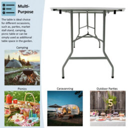 Lassic Home Vida Folding 3 Piece Set - 6Ft Heavy Duty Portable Folding Table & Chairs - Ready Assembled - thumbnail 8