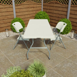 Lassic Home Vida Folding 3 Piece Set - 6Ft Heavy Duty Portable Folding Table & Chairs - Ready Assembled - thumbnail 2